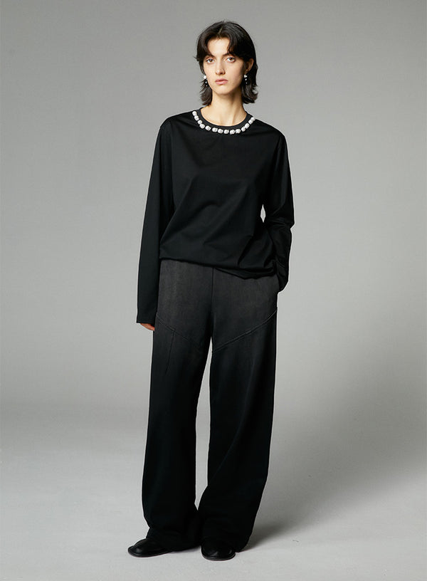Handmade Pearl Design Long Sleeved T-Shirt