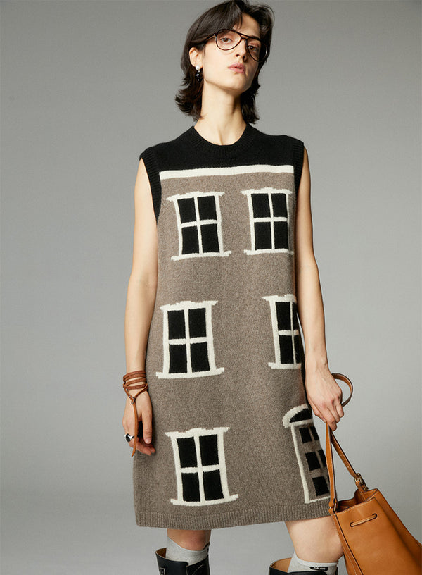 House Printed Yak Wool Dress