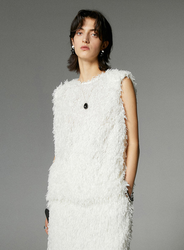 Feather Fringe Sleeveless Vest Top