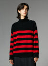 Button-Down Wool Striped Sweater