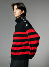 Button-Down Wool Striped Sweater