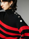 Button-Down Wool Striped Sweater