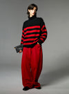 Button-Down Wool Striped Sweater