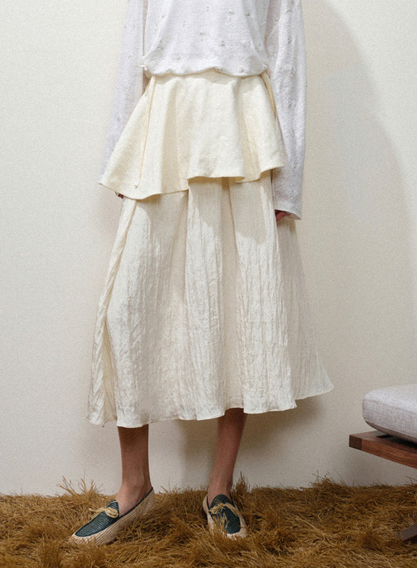 Pleated Linen Skirt Set