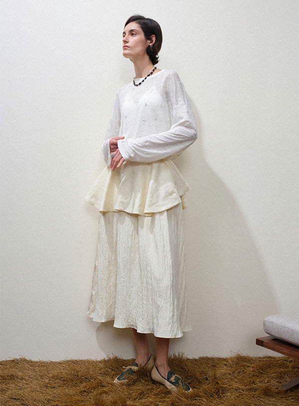 Pleated Linen Skirt Set