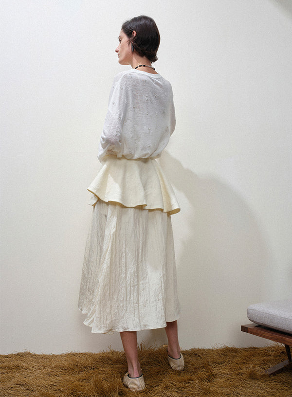 Pleated Linen Skirt Set