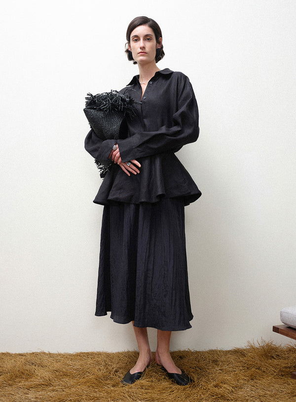 Pleated Linen Skirt Set