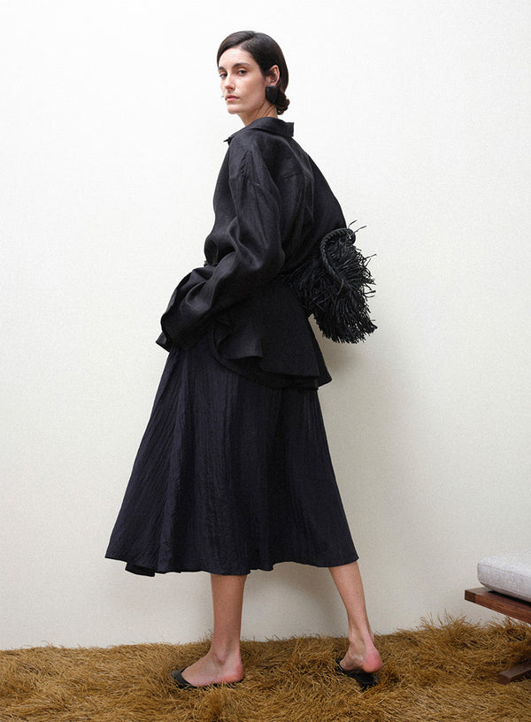 Pleated Linen Skirt Set