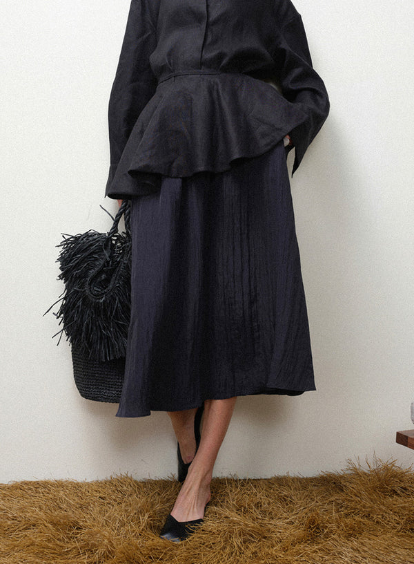 Pleated Linen Skirt Set
