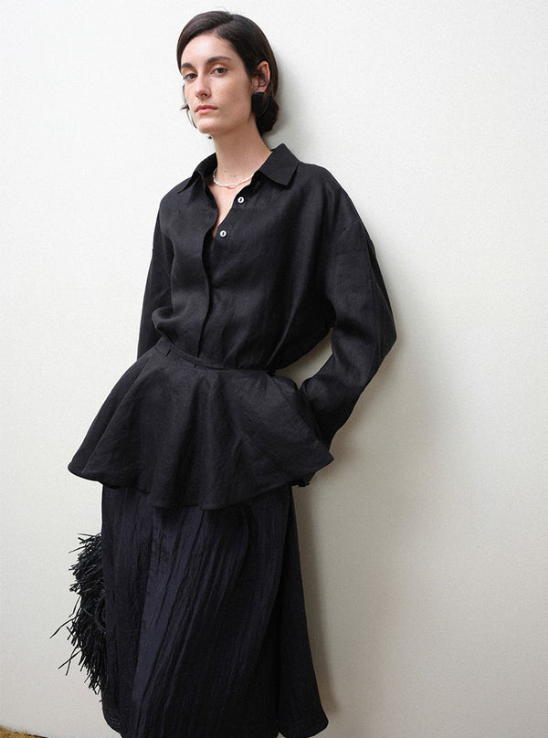 Pleated Linen Skirt Set