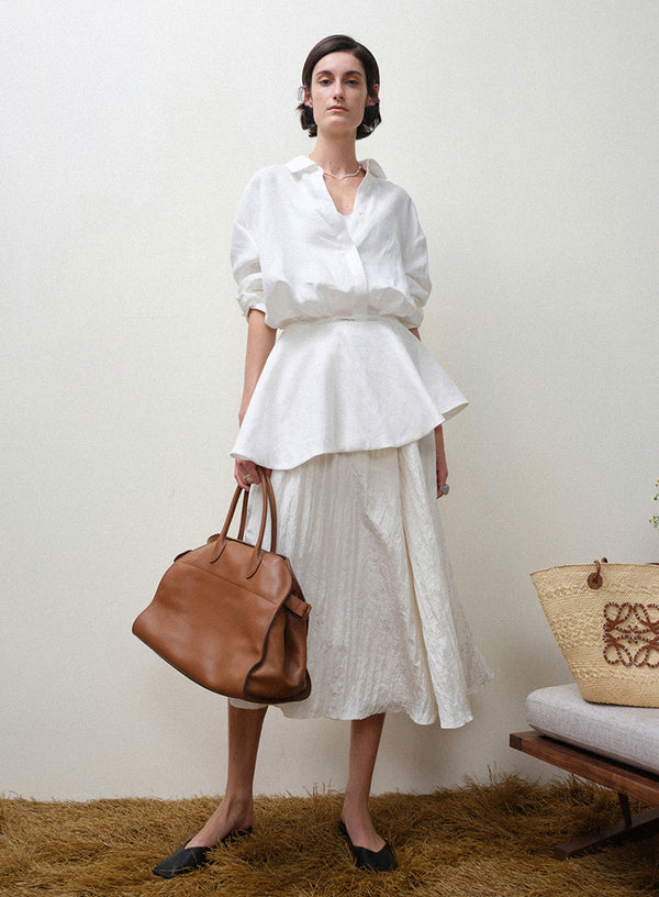 Pleated Linen Skirt Set