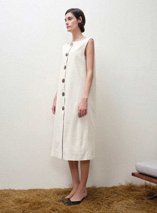 Linen Sleeveless Midi Dress