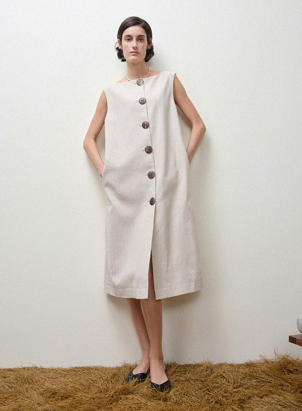 Linen Sleeveless Midi Dress