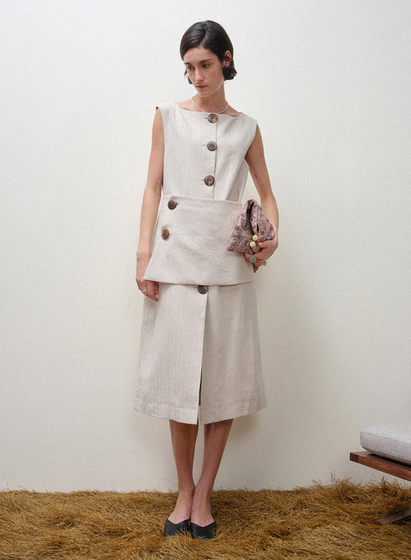 Linen Sleeveless Midi Dress