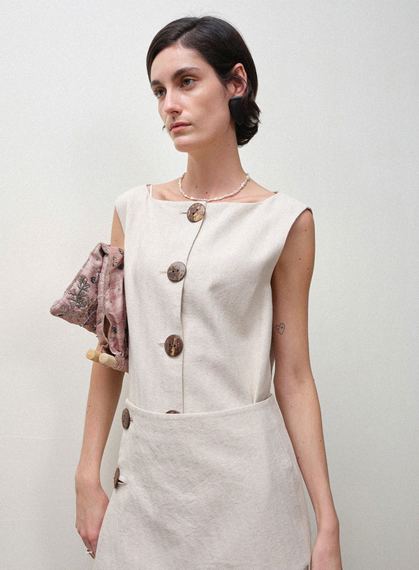 Linen Sleeveless Midi Dress