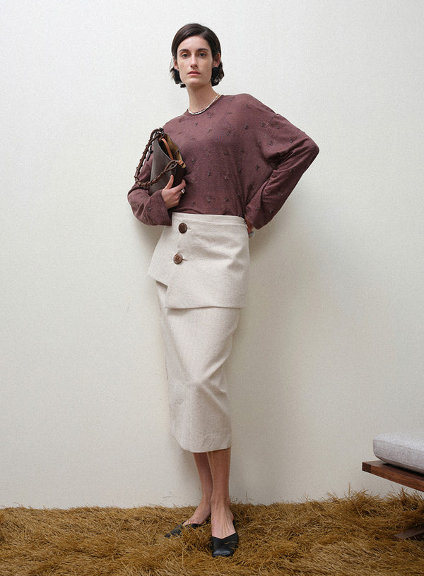 Linen Wrap Skirt Set