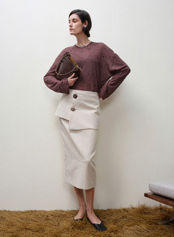 Linen Wrap Skirt Set