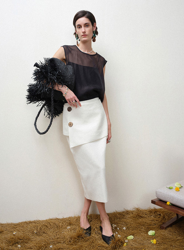 Linen Wrap Skirt Set