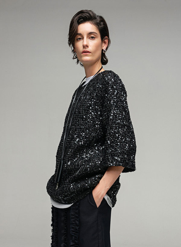 Sequin Half Sleeve T-shirt