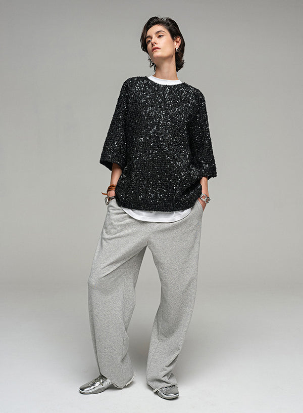 Sequin Half Sleeve T-shirt
