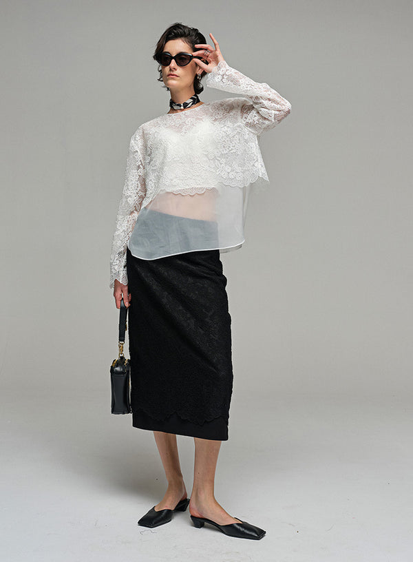 Rose Mesh Lace Skirt