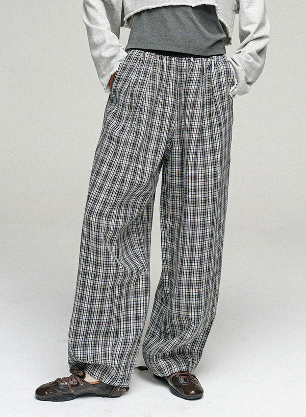 Linen Plaid Lounge Pants