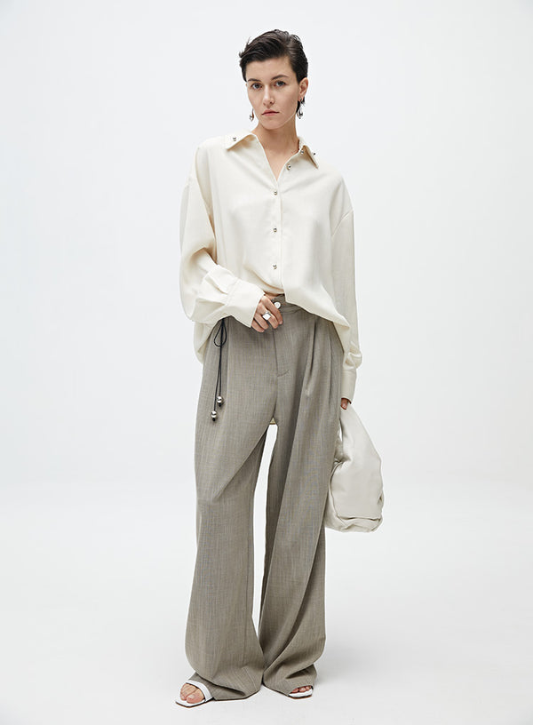 Gray/Navy Classic Wide Leg Pants
