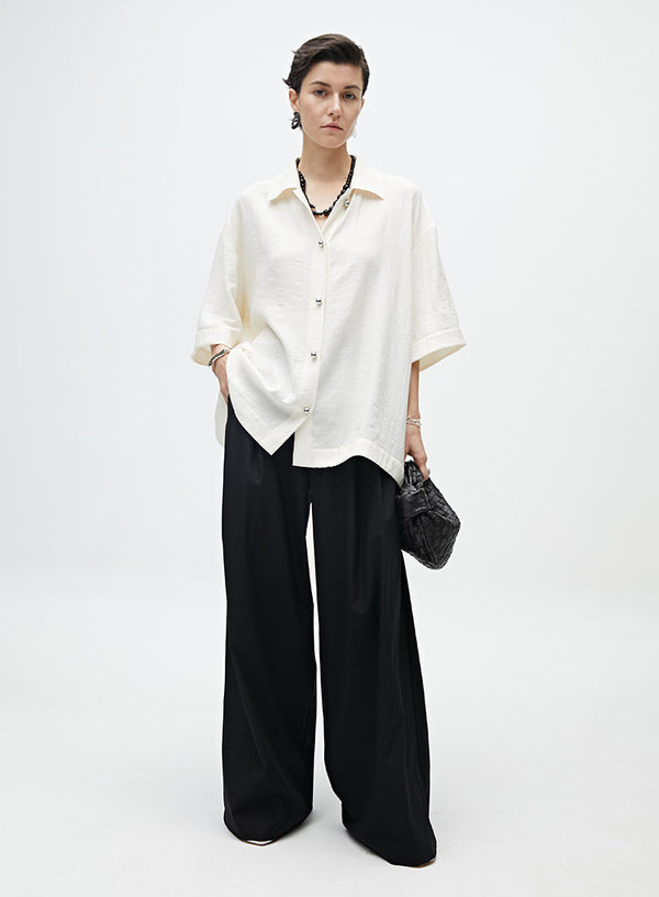 Pleated Short-Sleeved Shirt