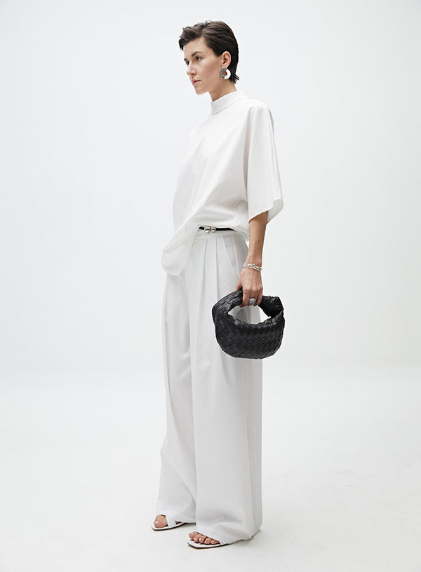 Black/White Long Wide Leg Pants