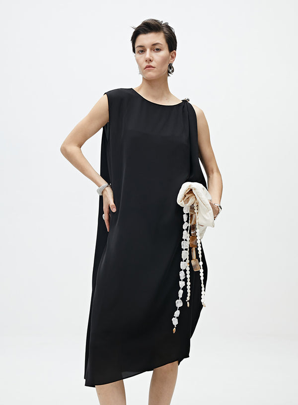 Black/White Irregular Sleeveless Dress