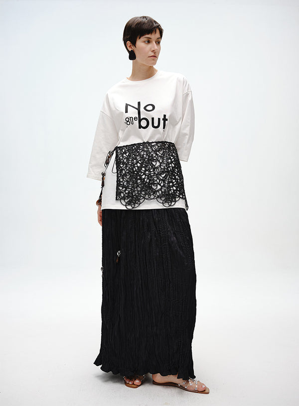 Pleated Skirt with Wooden Pendant