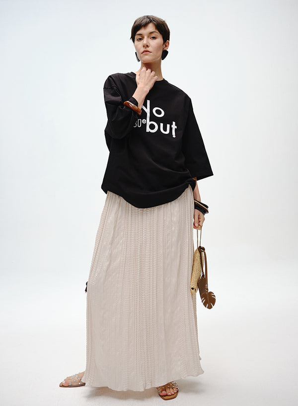Pleated Skirt with Wooden Pendant