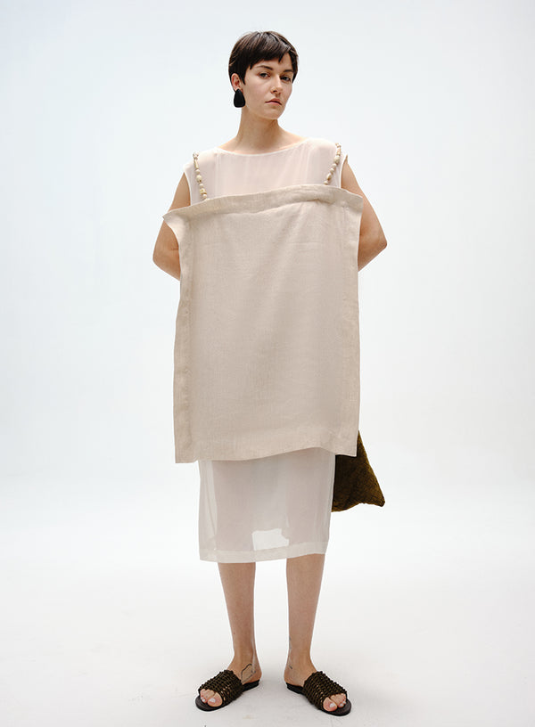 Linen Beaded Slip Dress