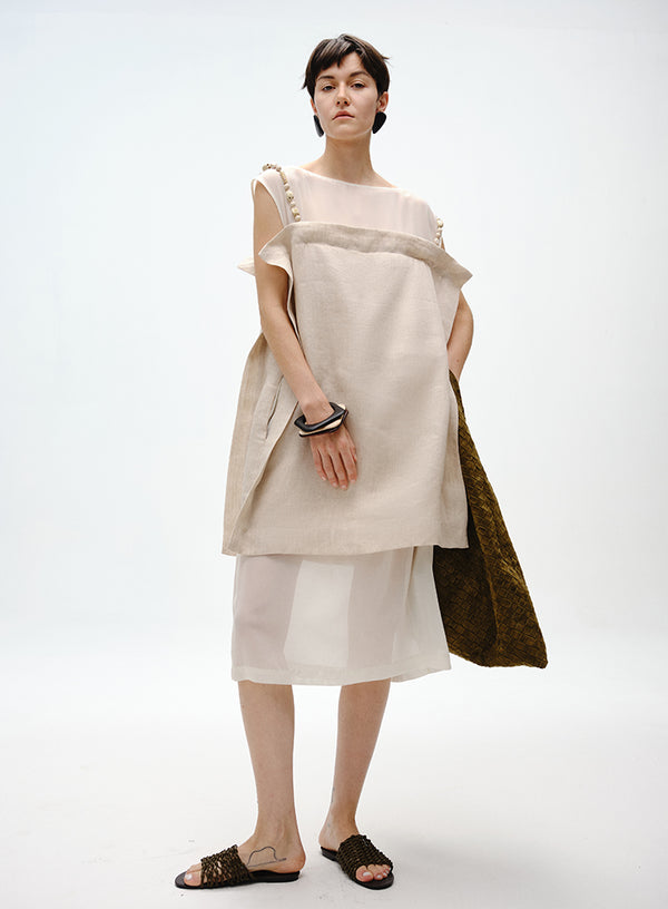 Linen Beaded Slip Dress