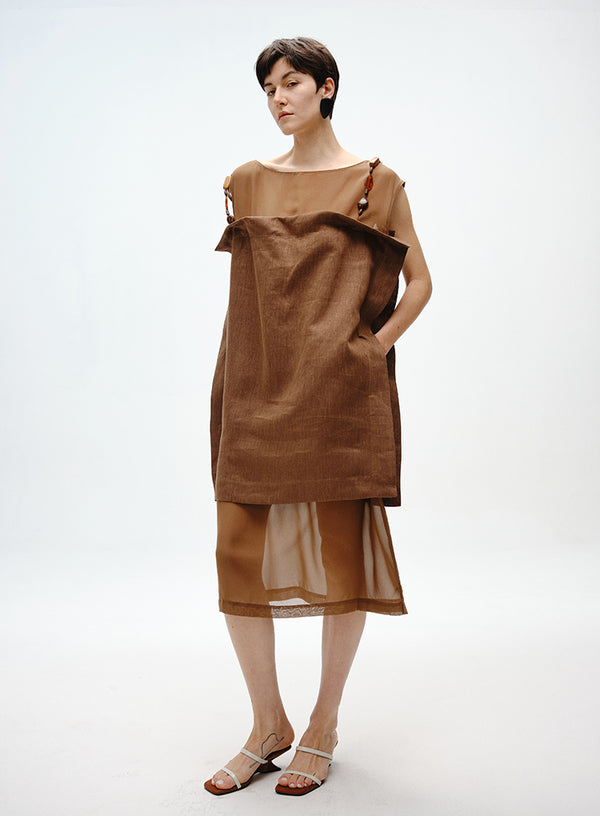 Linen Beaded Slip Dress