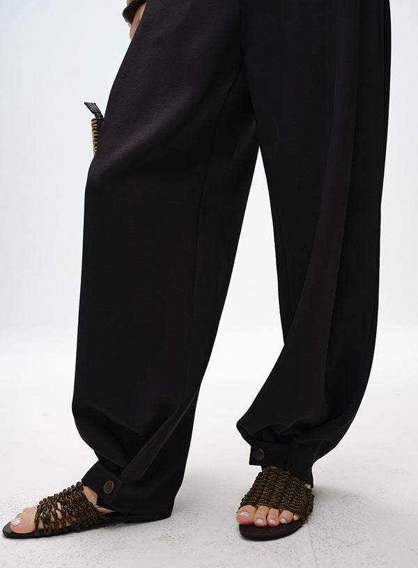 Pleated Adjustable Cuff Trousers