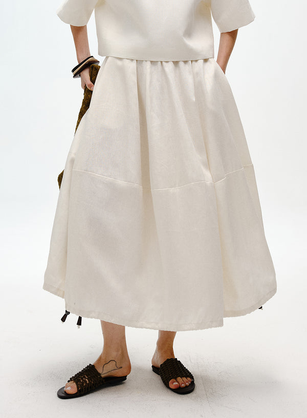 Linen Bubble Hem Skirt