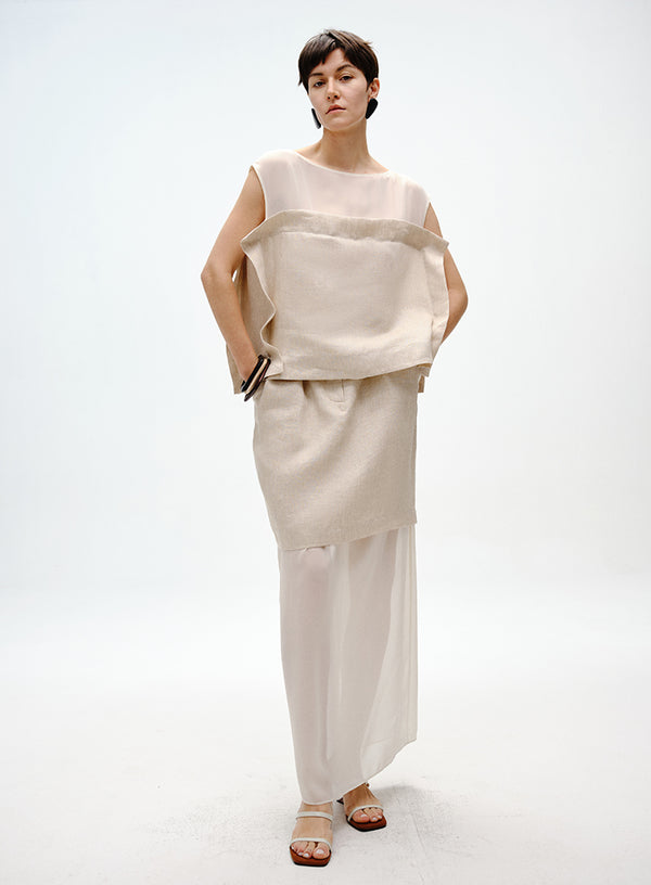 Sheer Layered Midi Skirt