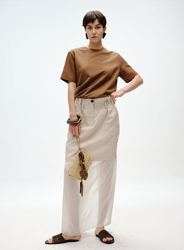 Sheer Layered Midi Skirt