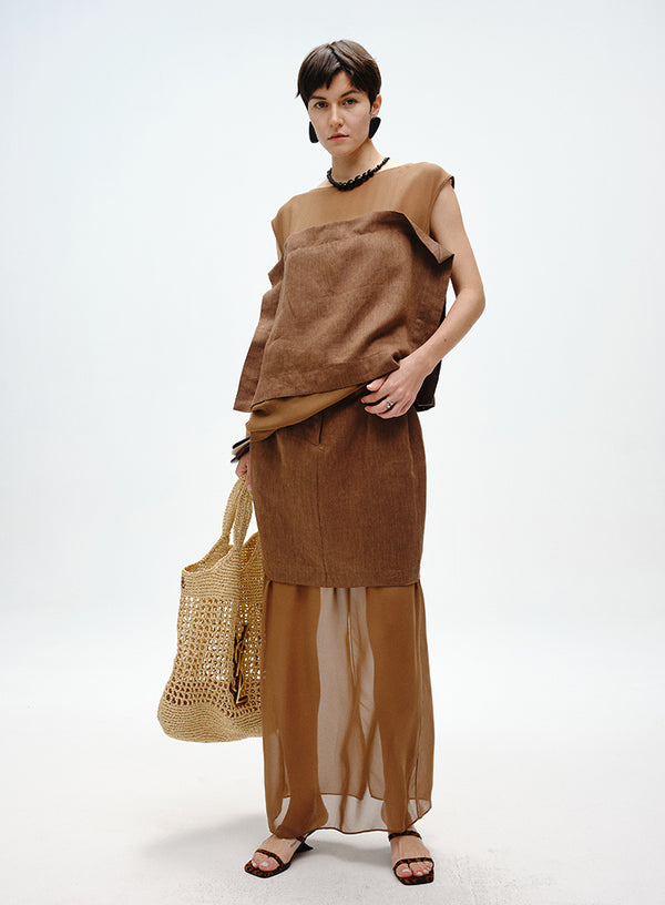Sheer Layered Midi Skirt