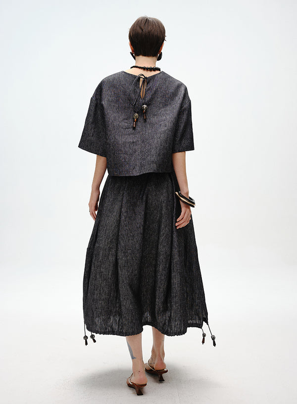 Linen Bubble Hem Skirt