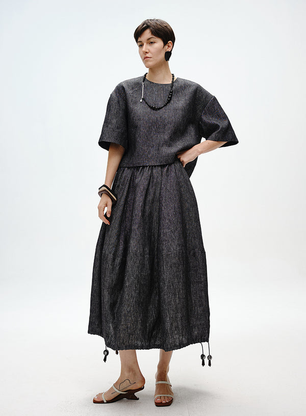 Linen Bubble Hem Skirt