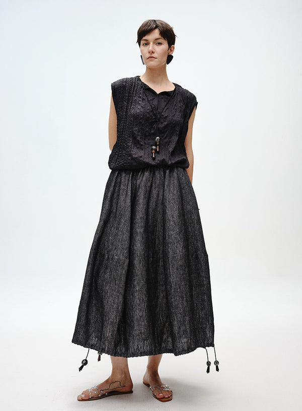 Linen Bubble Hem Skirt