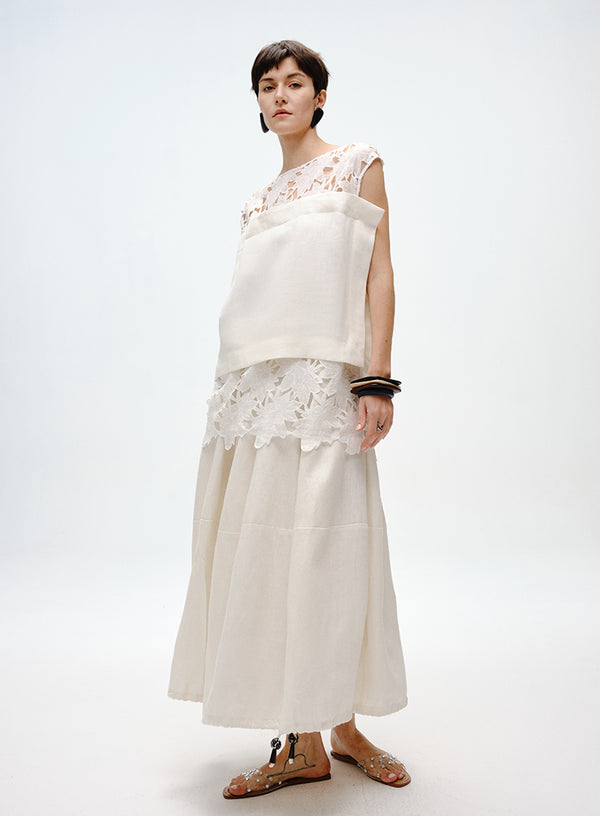Linen Bubble Hem Skirt