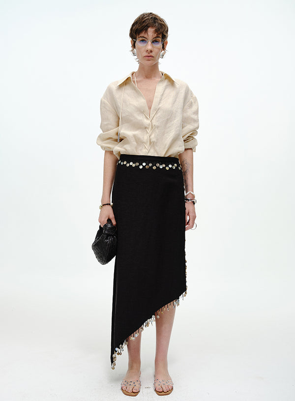 Asymmetrical Side Slit Skirt