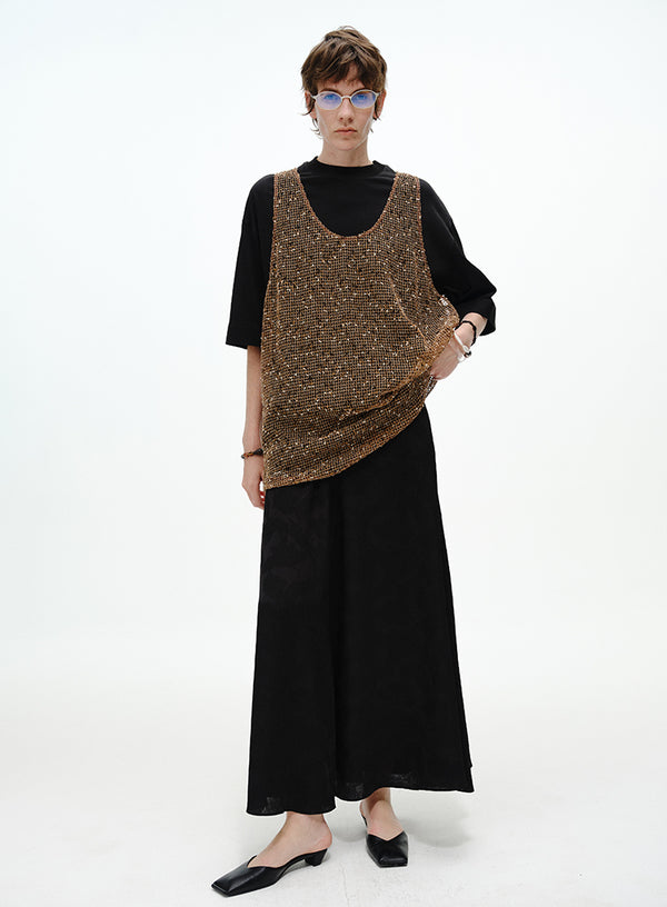 Flared Waist-Chain Skirt