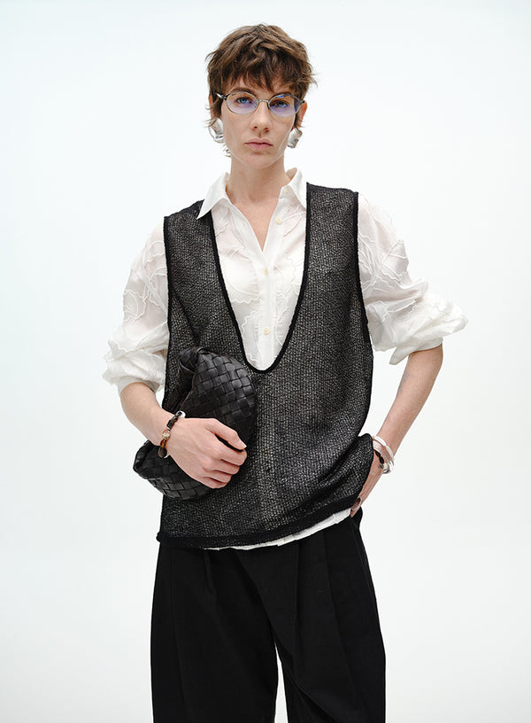 V-Neck Lace-Knit Vest Top