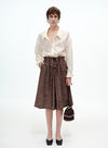 Linen A-Line Midi Skirt