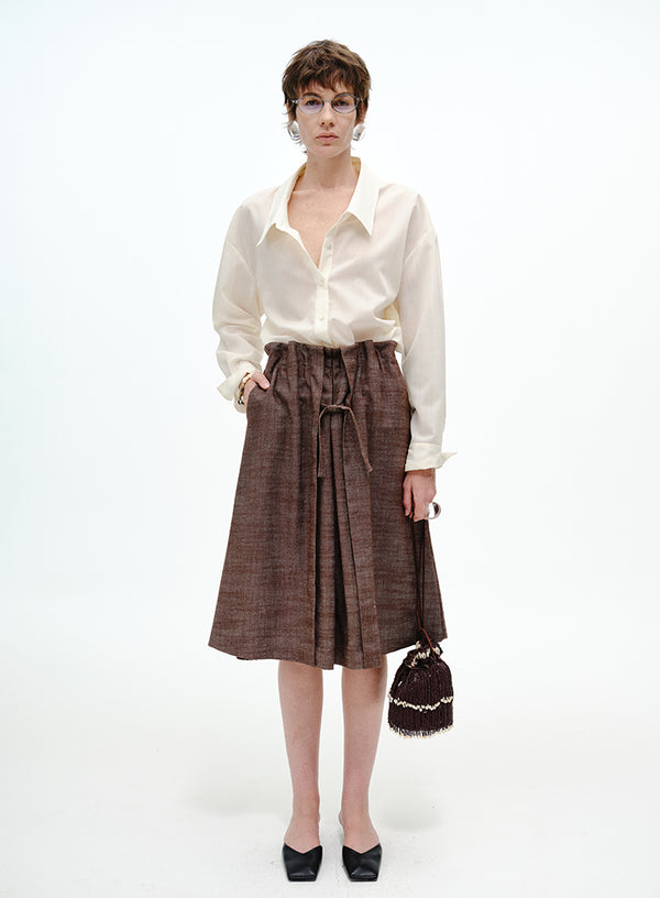 Linen A-Line Midi Skirt