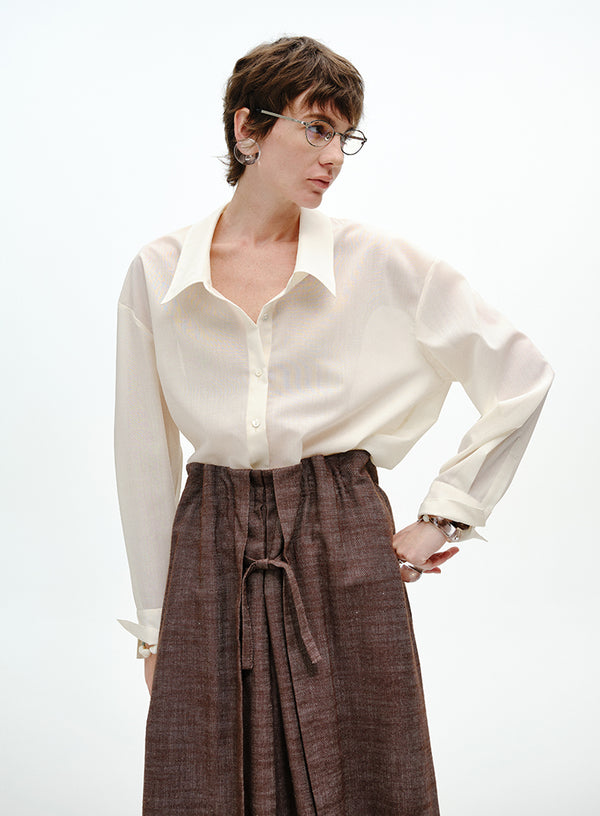 Breathable Oversized Collared Blouse